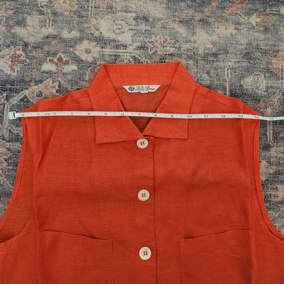 Loro Piana Sleeveless Button-Down Linen Shirt Size 46 - Picture 3 of 7